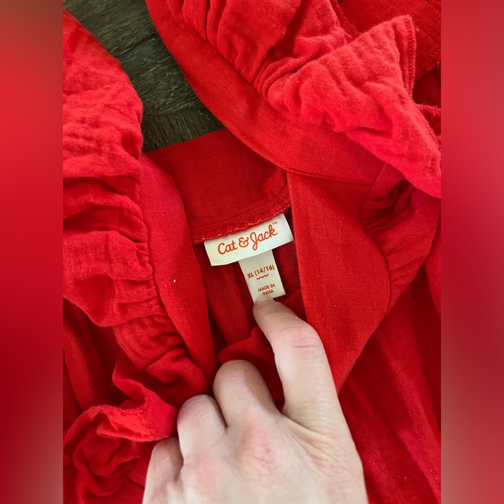 Girls red romper 14-16